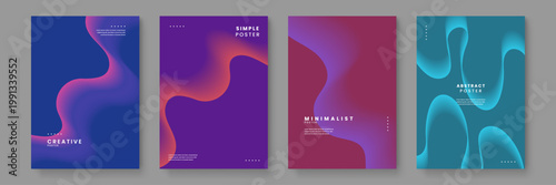 Professional poster set featuring deep blue and purple liquid waves with organic fluid motion mesh