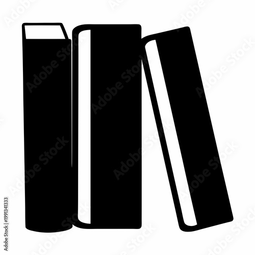 Three solid black books resting next to each other on a surface