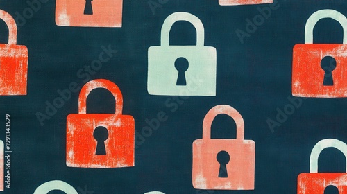 Boldly Colored Padlock Icons Representing Secure Communication and Data Protection Against a Dark Textured Background