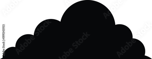 Black Cloud Silhouette Isolated on White Background