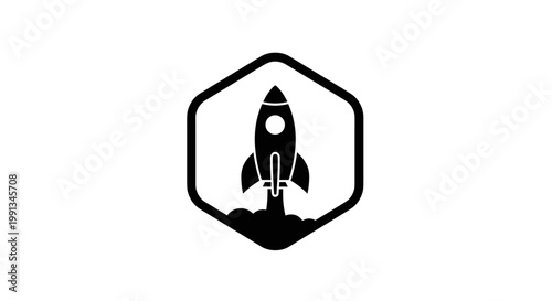 Black rocket ship logo icon.