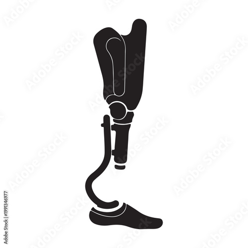 Prosthetic leg silhouette vector flat illustration design.Adobe Illustrator Artwork