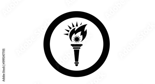 Black torch icon in circle 1.