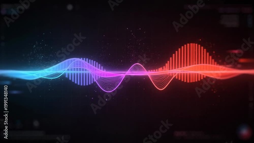 Dynamic sound wave animation smoothly transitioning from cool blue to warm red tones vibrant visual effect