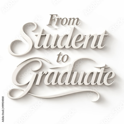 Elegant graduation-themed lettering on light background