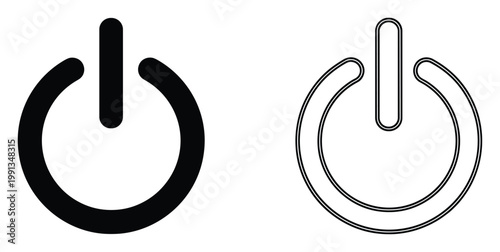 Modern power button icon representing electronic device on and off functionality for technology applications