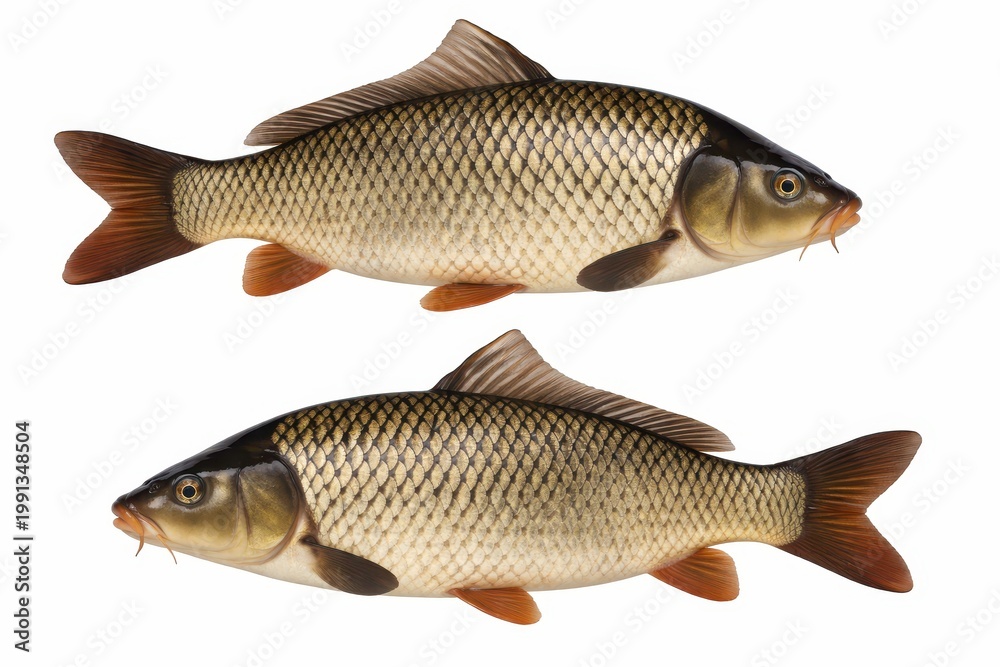Obraz premium Two common carp swimming in water