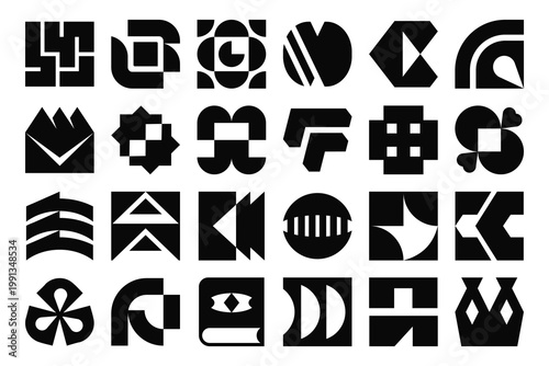 Set of bold geometric vector shapes with abstract modern forms