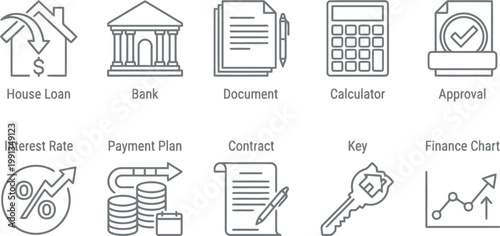 set of line icons for finance and banking concepts