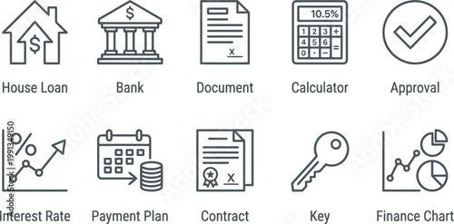 set of finance icons for business and banking concepts