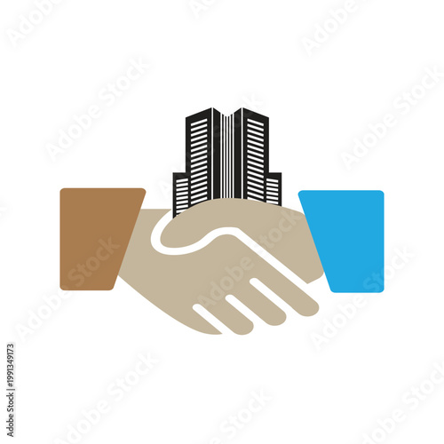 Business Partnership Handshake Agreement Icon Design