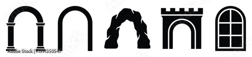 Various architectural arches and archways for building, structure, and entrance design projects