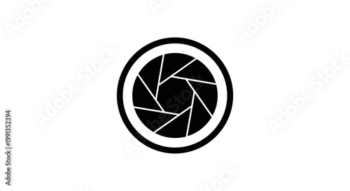 Camera shutter icon graphic symbol.