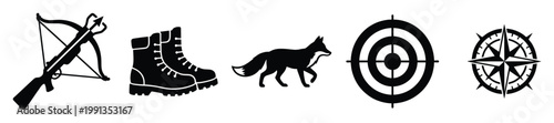 Outdoor adventure and hunting related symbols for diverse graphic design projects