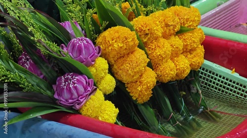 Flowers for offer garlands to Buddha.