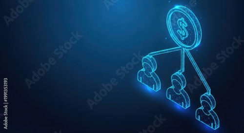 Financial Network Concept Showing Money Distribution to People for Business Growth