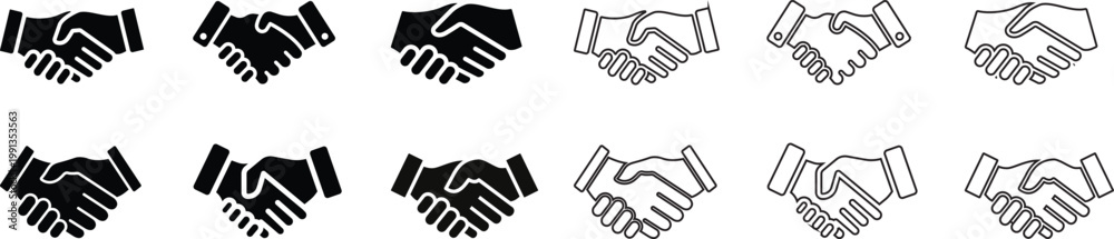 Obraz premium Human palm hand vector silhouette, human hand palm design, two open palms black, handshake icon logo, hand shake illustration, agreement icon, minimal graphic, clean symbol, isolated vector art images