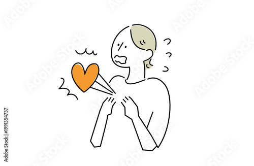 びっくりして心臓が飛び出したかのような女性