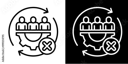 Team Removal Icon Set White Style Collection