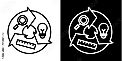 Creative Process Icon Set White Style Collection