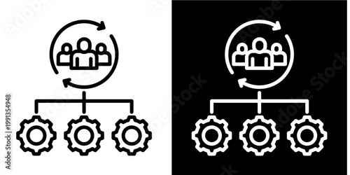 Team Structure Icon Set White Style Collection