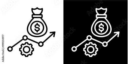 Revenue Growth Icon Set White Style Collection