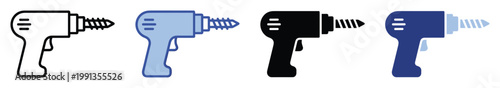 Versatile electric drill tool graphic for representing DIY projects and professional renovation activities across various media