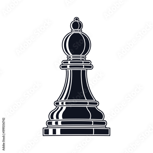Black chess piece with detailed design on white