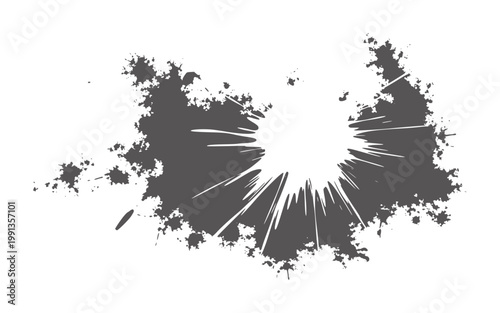 Dark grey abstract fractal splash bursting outward white
