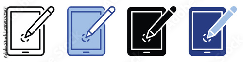 Mobile device and stylus pen icon representing digital drawing, writing, and creative productivity applications.