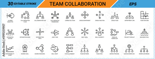Team Collaboration Icons Set Vector Illustration With Editable Stroke Keywords: web icon app icon