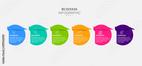 Vector infographic label template with icons. 6 options or steps. Infographics for business concept. Can be used for info graphics, flow charts, presentations, web sites, banners, printed materials