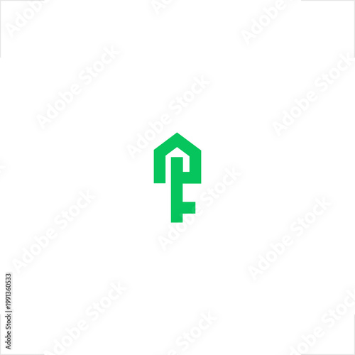 A vertically unified house and key symbol, crafted for real estate, property management, and housing agencies seeking a bold, flat, secure, and scalable modern brand identity mark