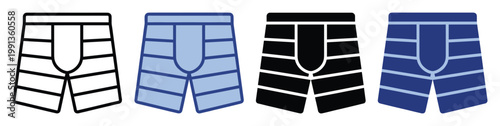 Underwear clothing icon set for web graphics and mobile app interface design displaying mens briefs for various digital projects