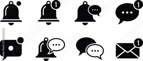 Notification icons set editable stroke icon vector illustration for alerts messages and updates