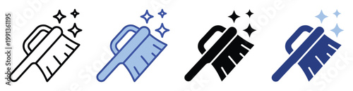 Modern scrub brush with shining sparkles icons symbolizing cleanliness and hygiene for web, app, and print graphics.