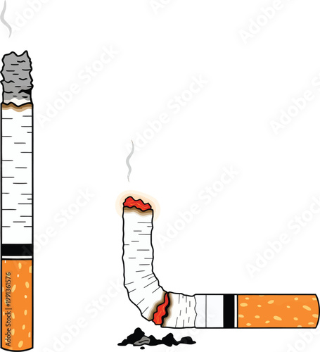 Burning cigarette silhouette a stark representation of smoking and its consequences