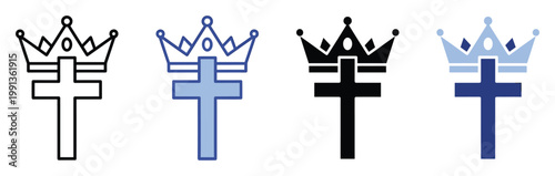Crown and Christian cross emblem symbolizing divine authority and enduring faith for spiritual themed designs