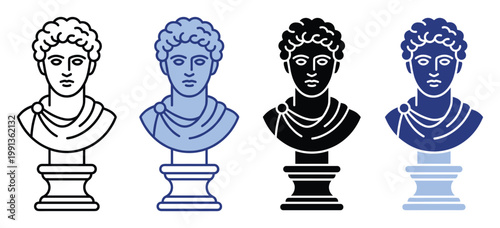 Stylized classical male bust icon representing ancient history and mythology for educational or cultural branding projects