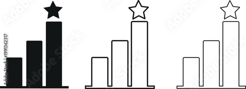 Black and white bar graph with star toppers visualizing achievement