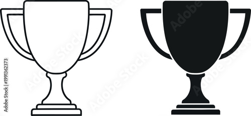 Two trophy icons black and white representation of achievement and success