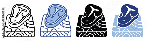 Bold graphic depiction of a tbone steak resting on a wooden chopping block for restaurant menus culinary blogs and digital assets