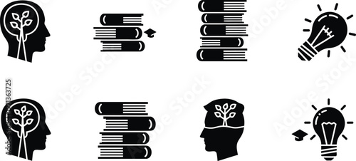 Brainstorming innovation editable stroke icon set vector illustration for ideas creativity and thought process