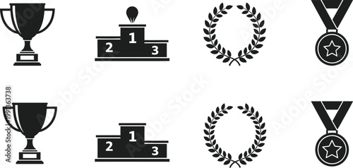 Award icons set editable stroke vector illustration for achievements victories and competitions