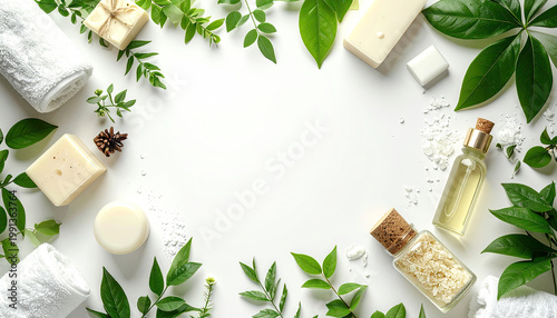 Natural Organic Spa Beauty Product Skincare Flat Lay Background