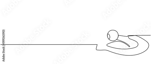 The snooker ball is going into the pocket. in continuous one line drawing. Minimalistic Doodle vector illustration Editable stroke.