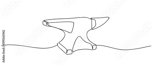 Blacksmith's anvil in continuous one line drawing. Minimalistic Doodle vector illustration Editable stroke.