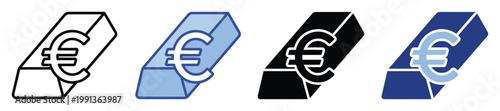 Financial euro currency symbol displayed on an ingot money bar icon representing investment and savings concepts