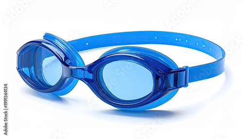 Blue Swimming Goggles Isolated on White Background for Aquatic Sports