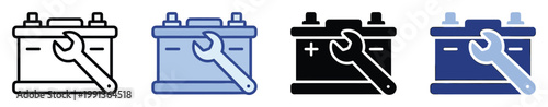 Automotive battery repair icon for vehicle maintenance, service centers, and auto mechanic applications.